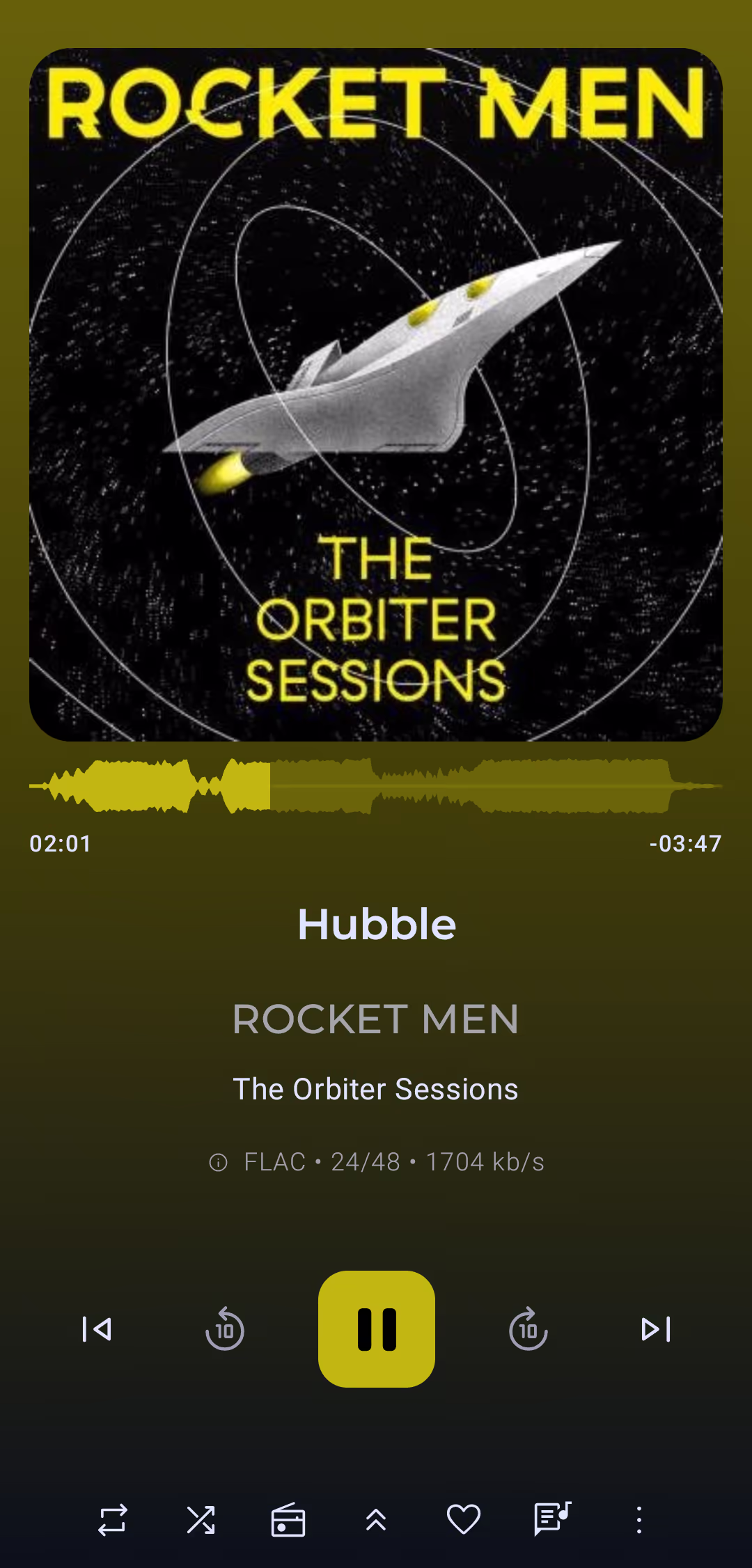 The Symfonium app is highly customizable and even looks great! This uncompressed FLAC from Bandcamp clocks in at an insane 1704 kb/s